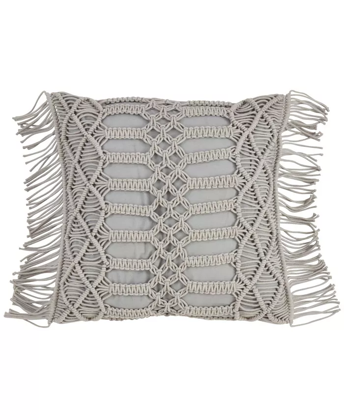 Saro Lifestyle Macrame Decorative Pillow， 18