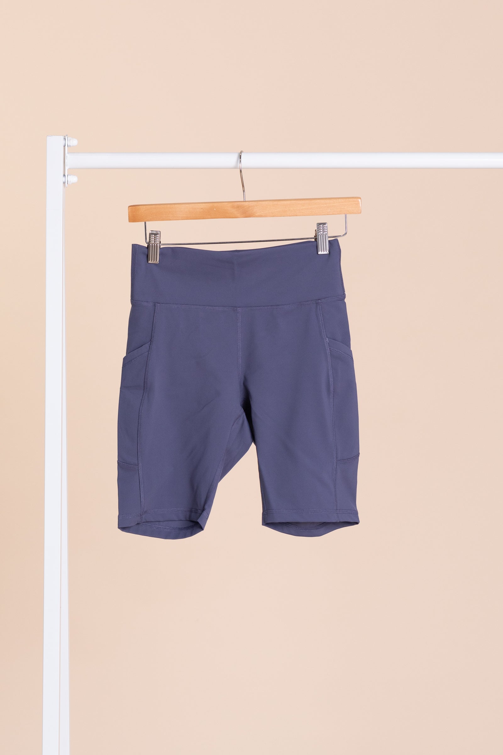 Solid Active Bike Shorts With Pockets