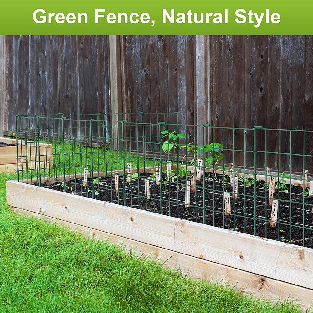 20Ft Green Garden Fence for Dog Pet, Easy Assembly Decorative Fencing Rustproof Metal Wire Panel Border Animal Barrier For Outside, Small No Dig Edging For Yard Lawn Outdoor Decor, Grids