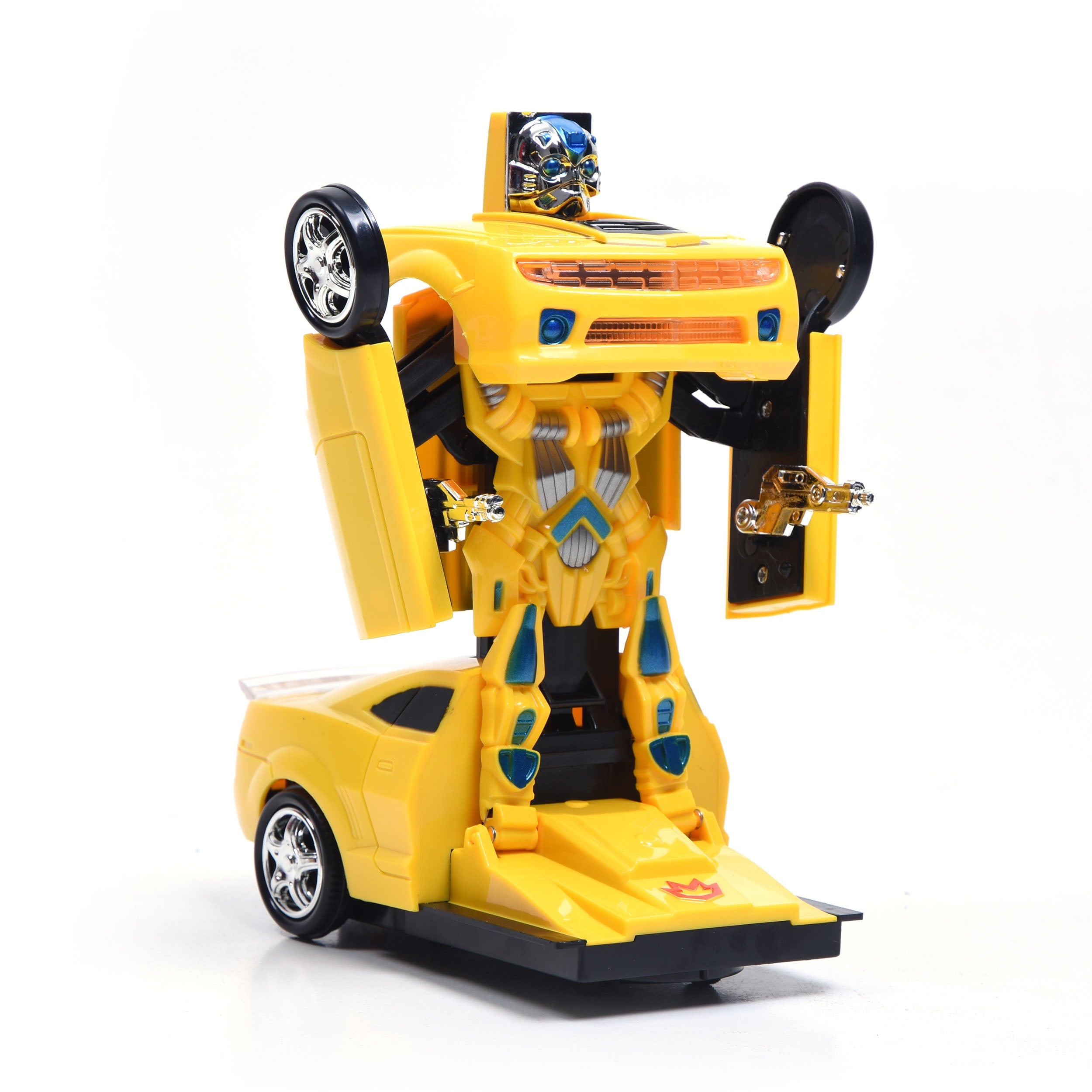 WonderPlay Battery Bumble Bee Transformer Style Car With Lights and Sounds - Yellow