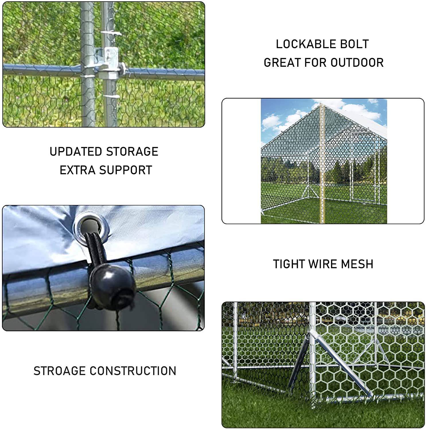 Chicken Coop Run Large Metal Chicken Pen For 6-8 Chicken， Walkin Chicken Run， Poultry Cage with Waterproof Cover for Backyard Farm