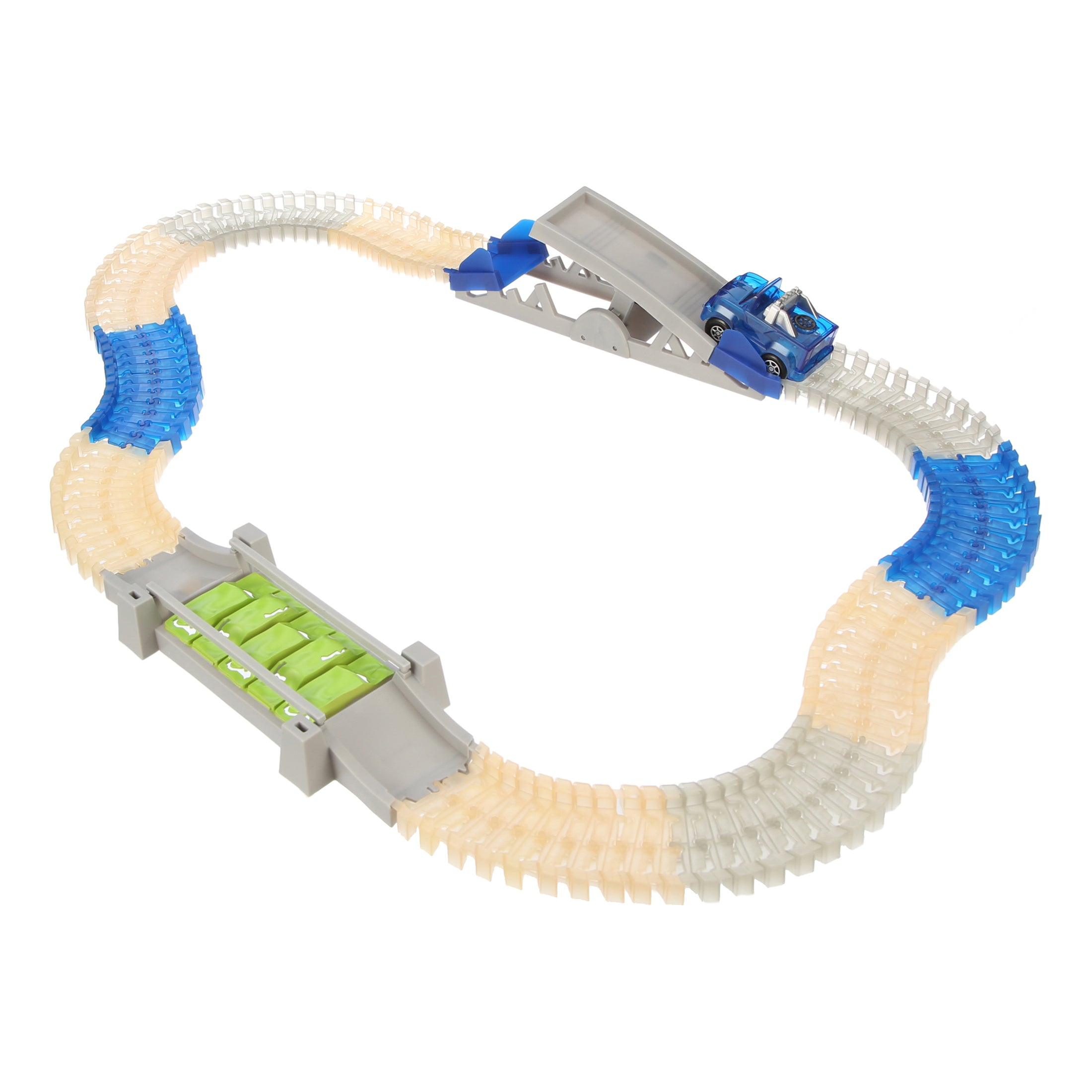 Magic Tracks Monster Truck Rally with a 10ft Glow in the Dark Race Track， for Ages 3+