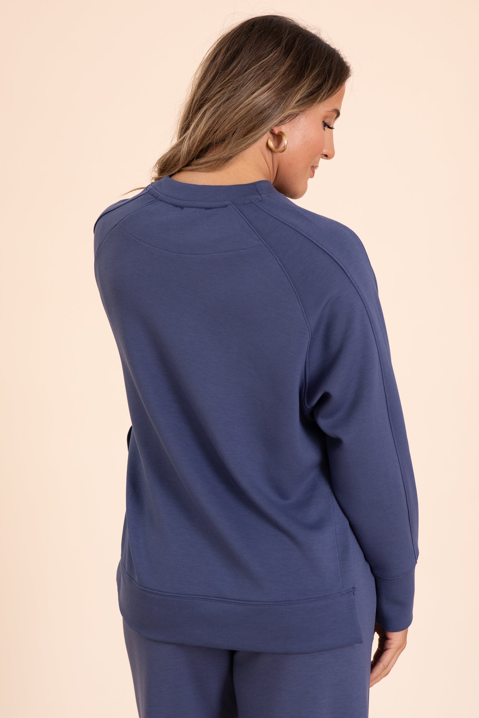 Scuba Round Neck Pullover With Side Slit