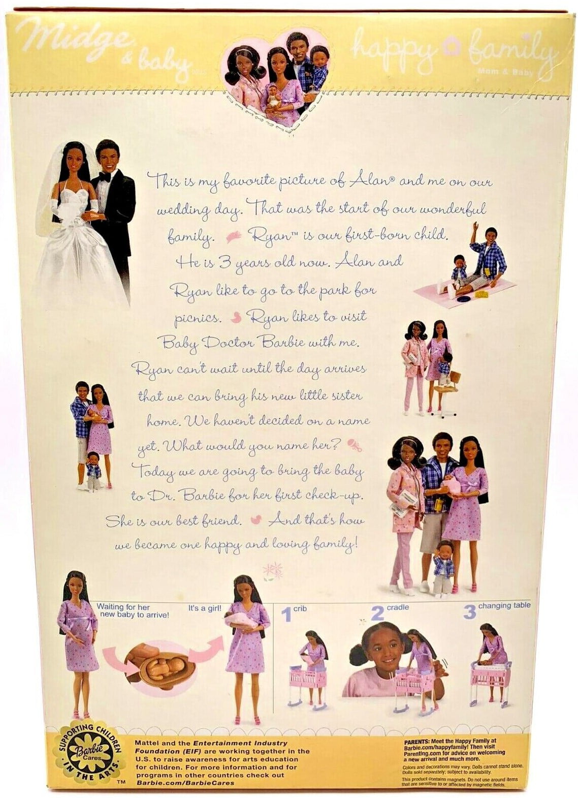 Barbie Happy Family Midge Mom & Baby Dolls African American 2002 Mattel 56664