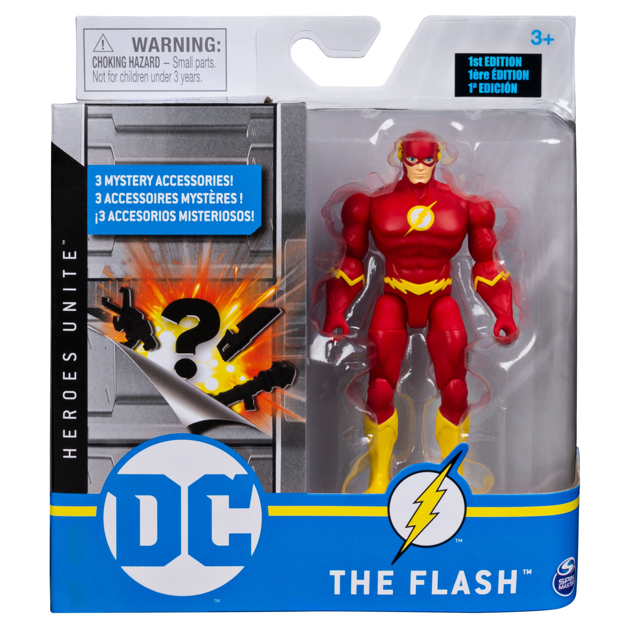 DC Comics， 4-Inch THE FLASH Action Figure with 3 Mystery Accessories， Adventure 1