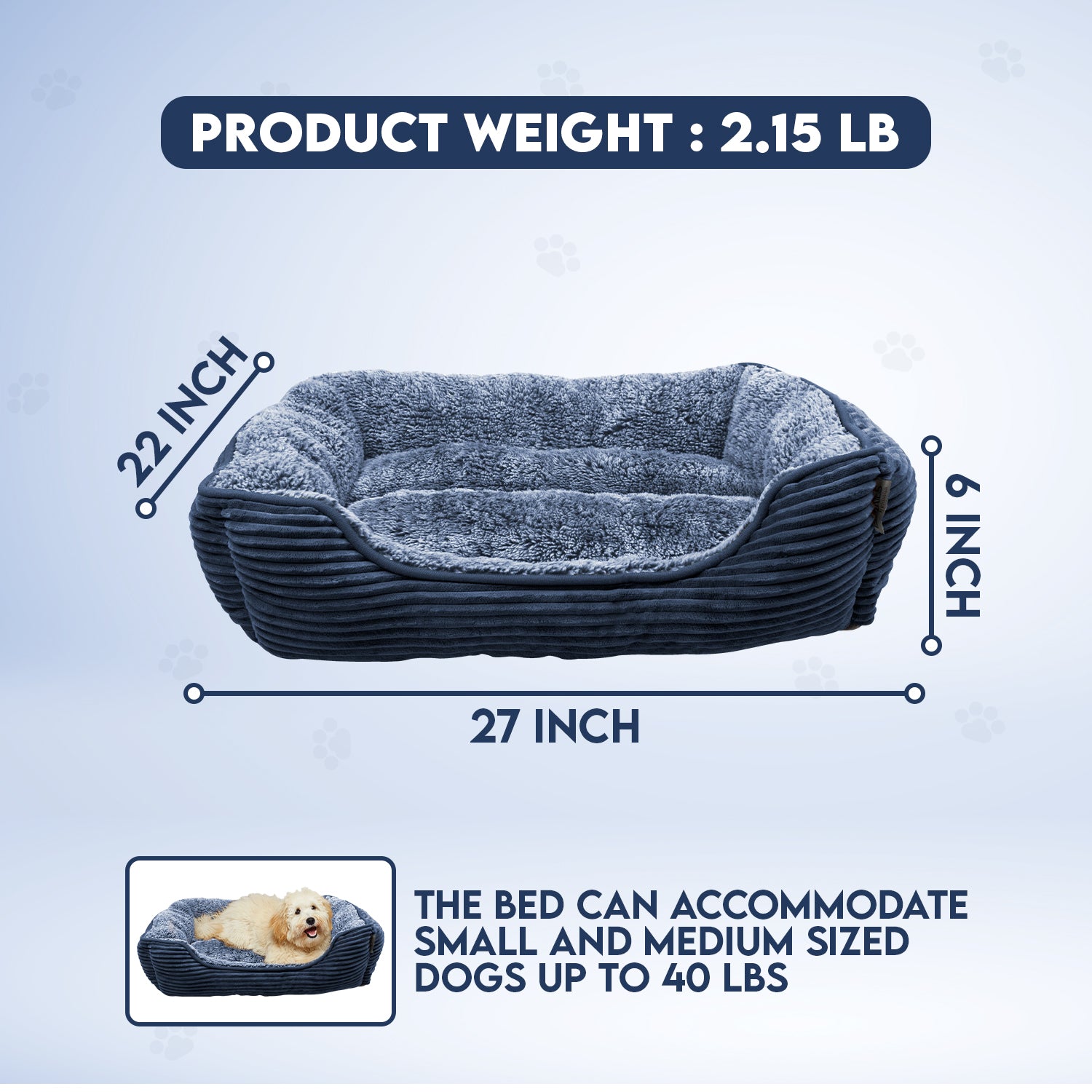 Precious Tails Super Plush Corduroy Sherpa Cuddler Pet Bolster