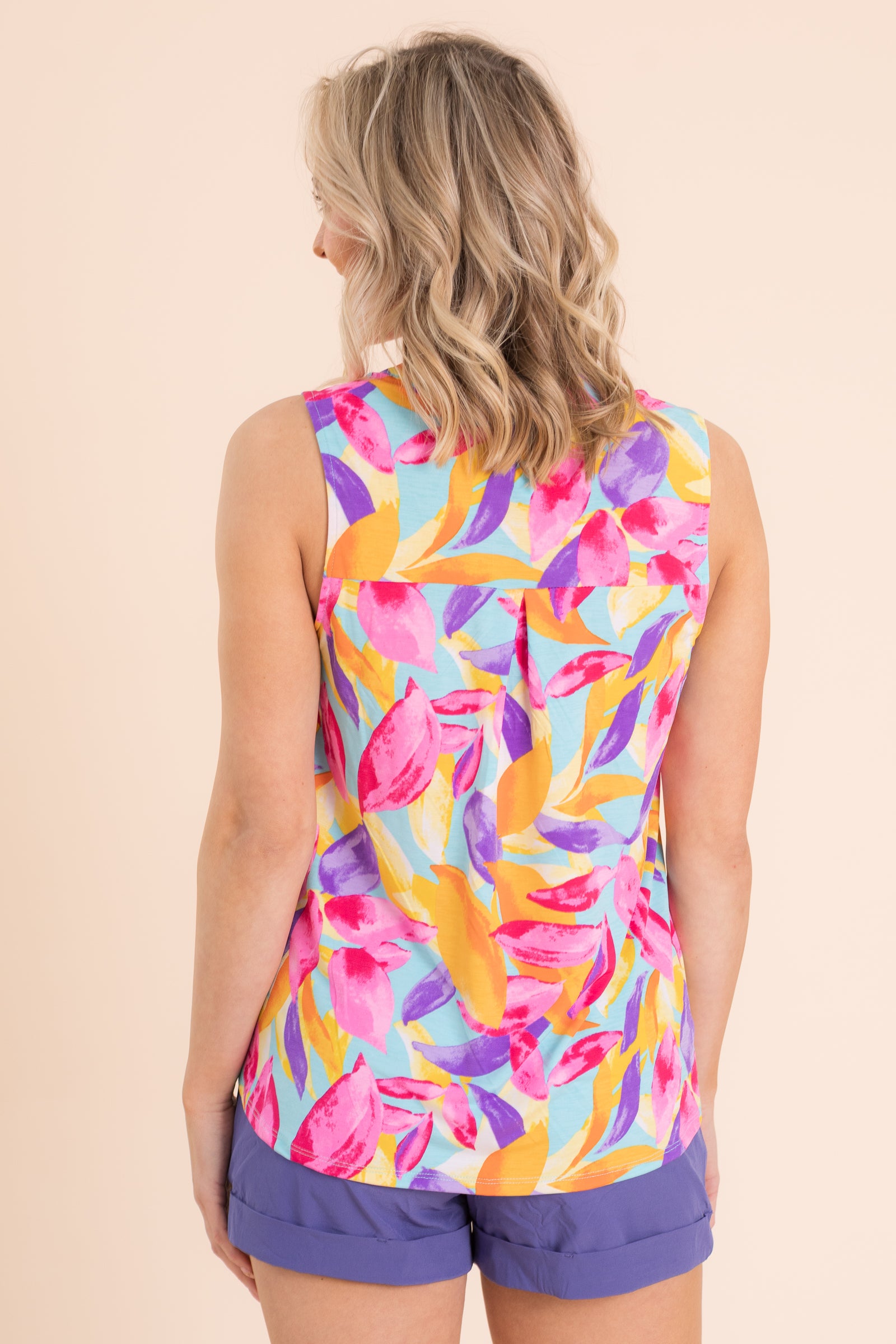 Multicolor Petal V-Neck Wrinkle Free Lizzy Top