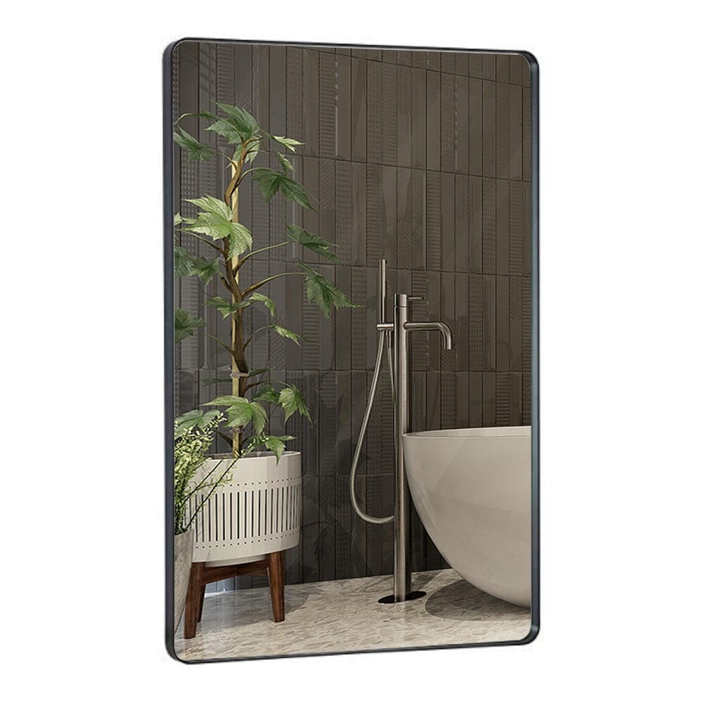 Black Mirror Bathroom Mirrors for Wall Rounded Corner Lightweight Deep Rectangle 24