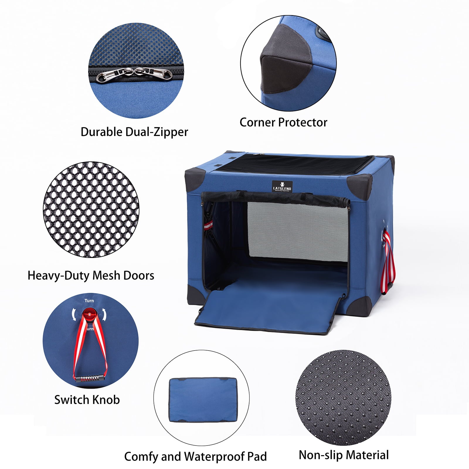 Tikysky Collapsible Dog Crate Portable Kennel Soft Fabric， XL-37.4