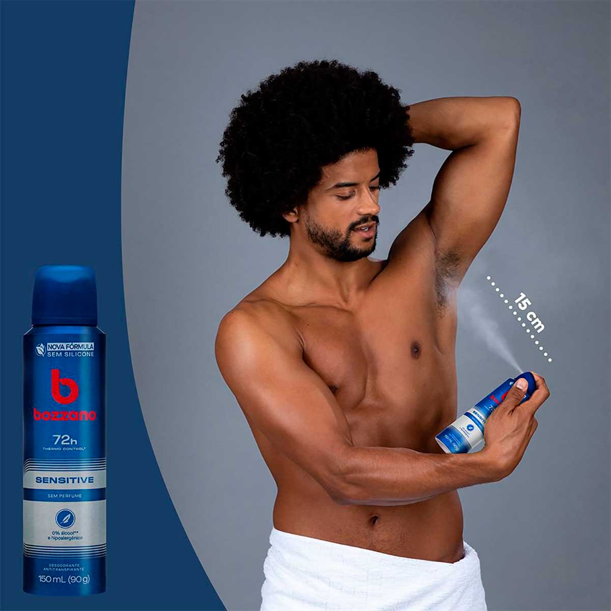 Desodorante Sem Perfume Antitranspirante Aerossol Masculino Bozzano Sensitive 150ml