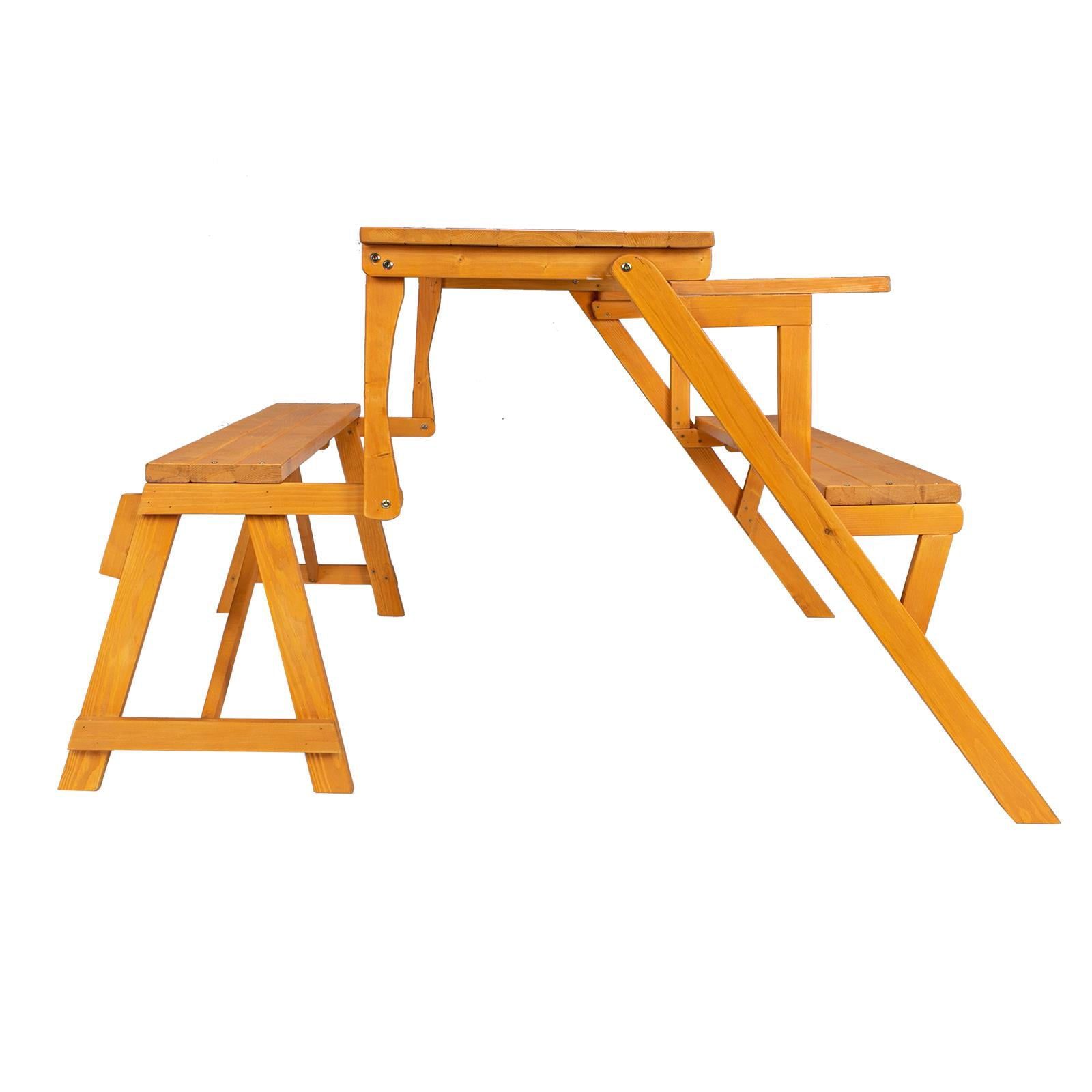 GoDecor Dual Purpose Conjected Wood Table and Chair for Picnic