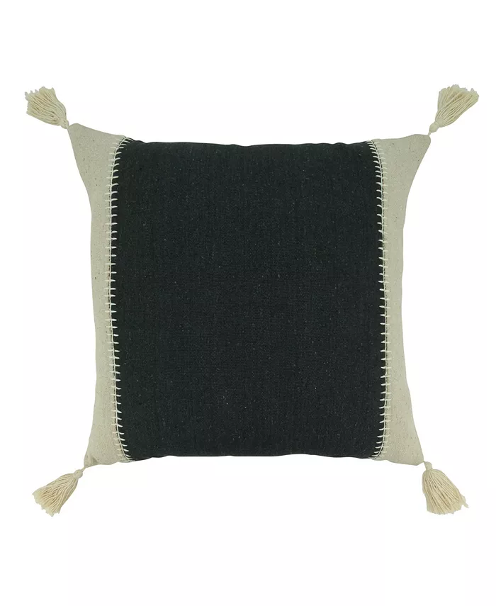Saro Lifestyle Whipstitch Banded Poly Filled Decorative Pillow， 20