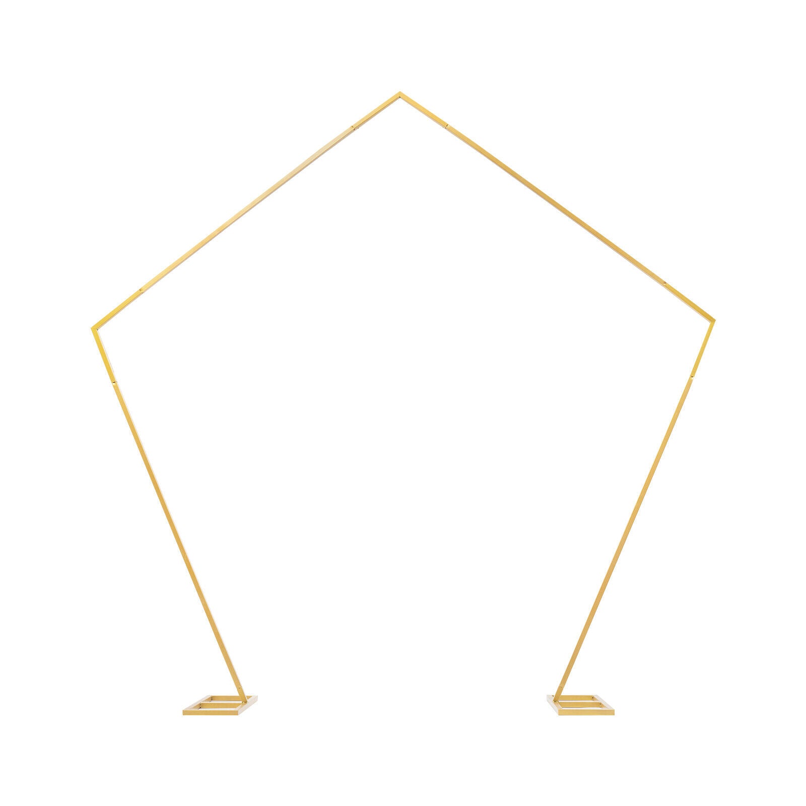 Flkoendmall 99" Pentagon Arch Wedding Backdrop Stand Gold Wrought Iron Framework Flower Rack
