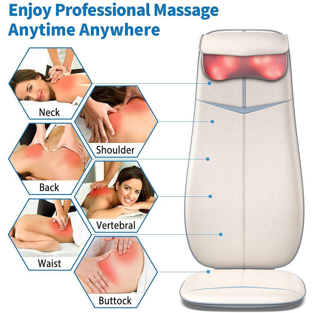 RENPHO Neck and Back Massage Cushion S-Shaped 5-Speed in White PUS-RF-BM076-WH