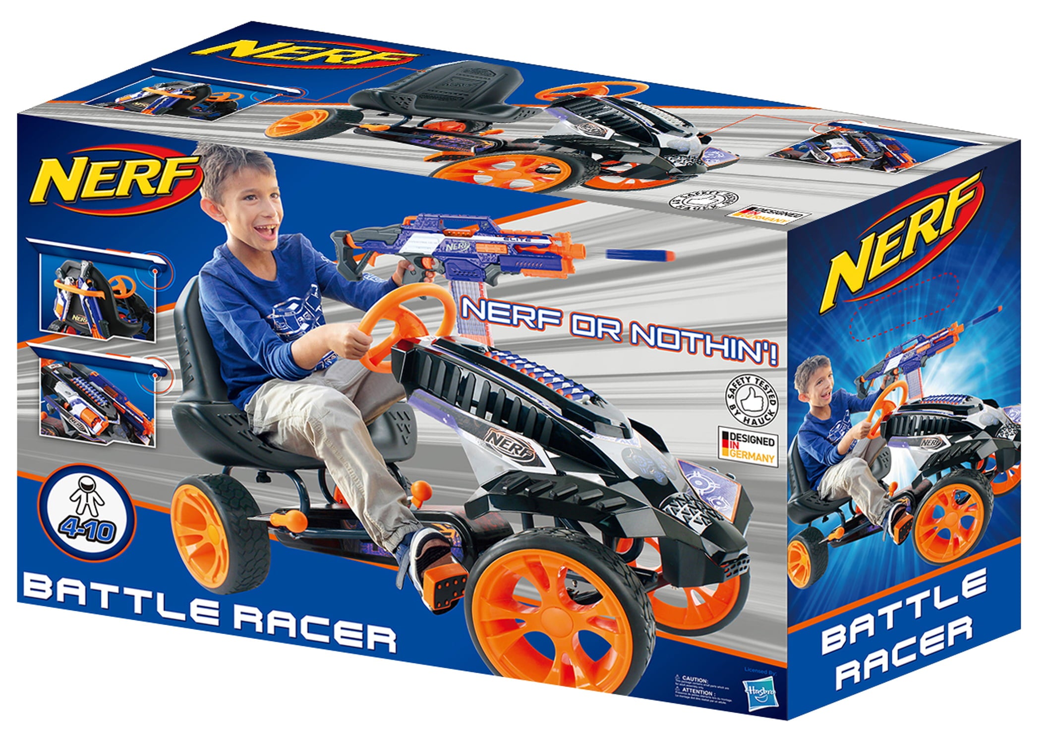 Nerf Battle Racer Ride-on Pedal Go-Kart for Boys and Girls， Multi-color