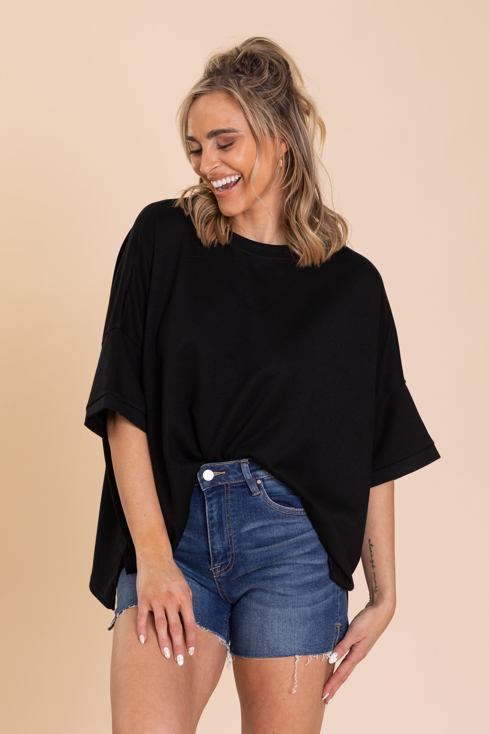 Soft Scuba Sleeve Tee With Slits