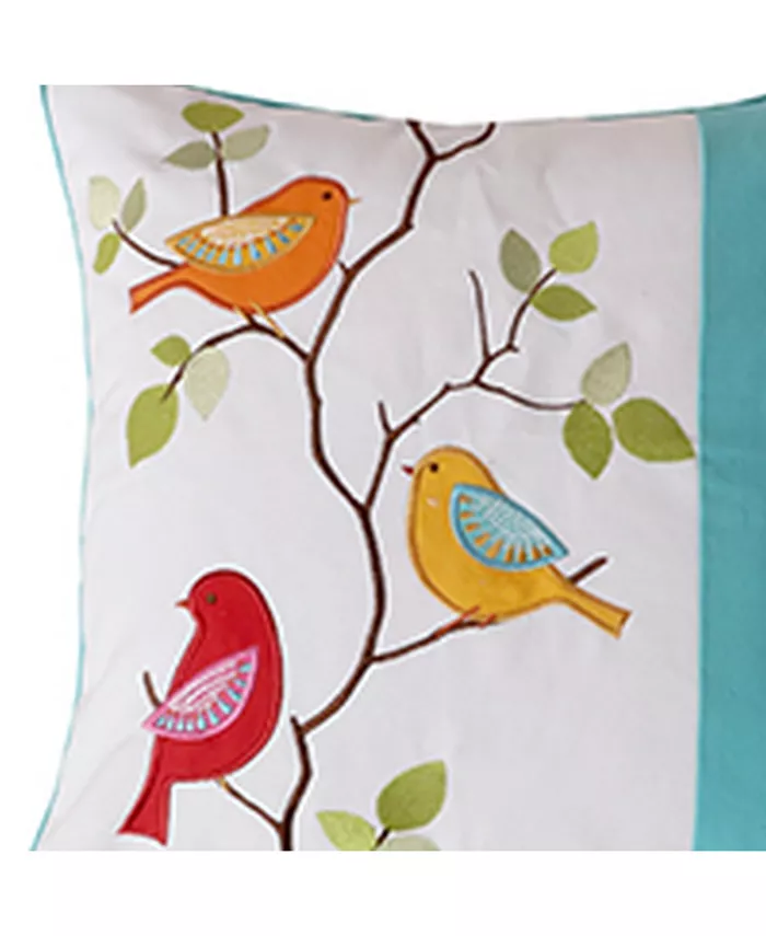 Levtex Sophia Pieced Bird Embroidered Decorative Pillow， 20