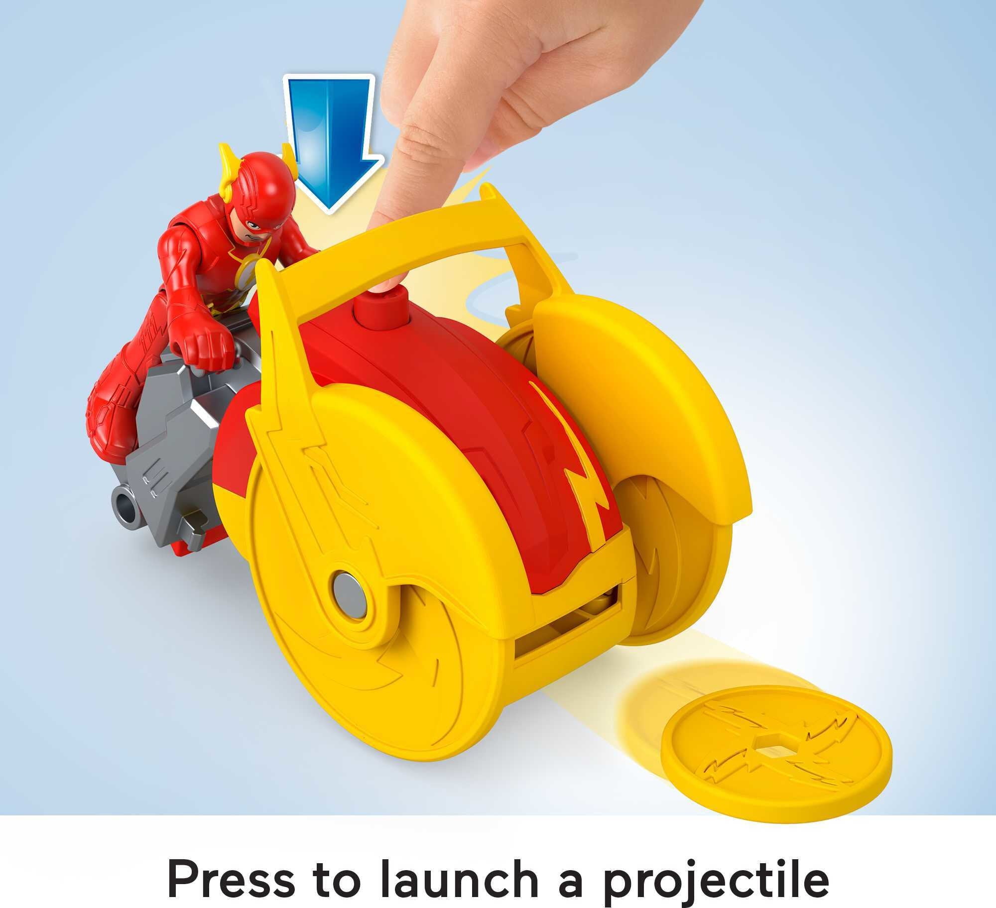 Imaginext DC Super Friends Head Shifters The Flash and Speed Force Cycle Figure Set， 4 Pieces