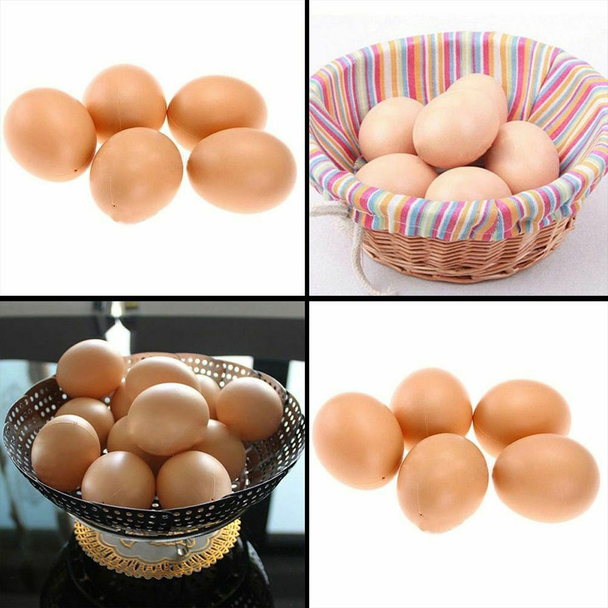 Feildoo 5PCS Plastic Fake Chicken Eggs Poultry Layer Coop Hatching Simulation for DIY Crafts Kids Painting Easter Party Home Decoration -Brown
