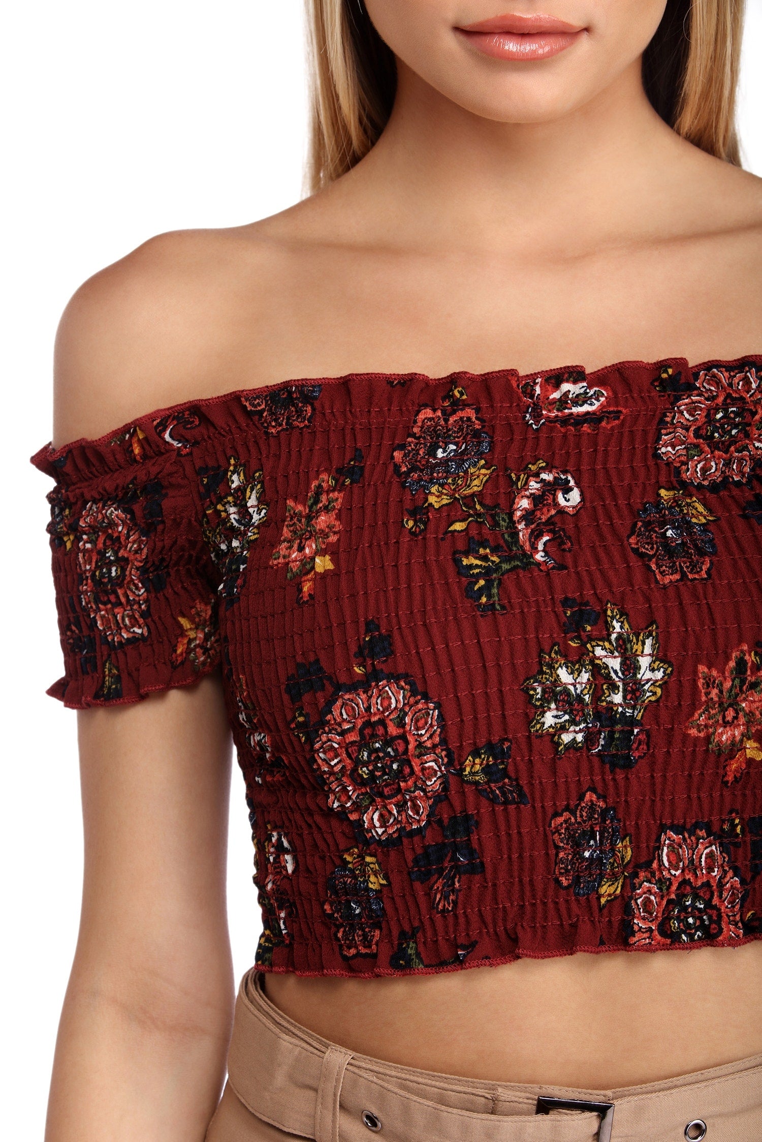 Smocked Away Crop Top