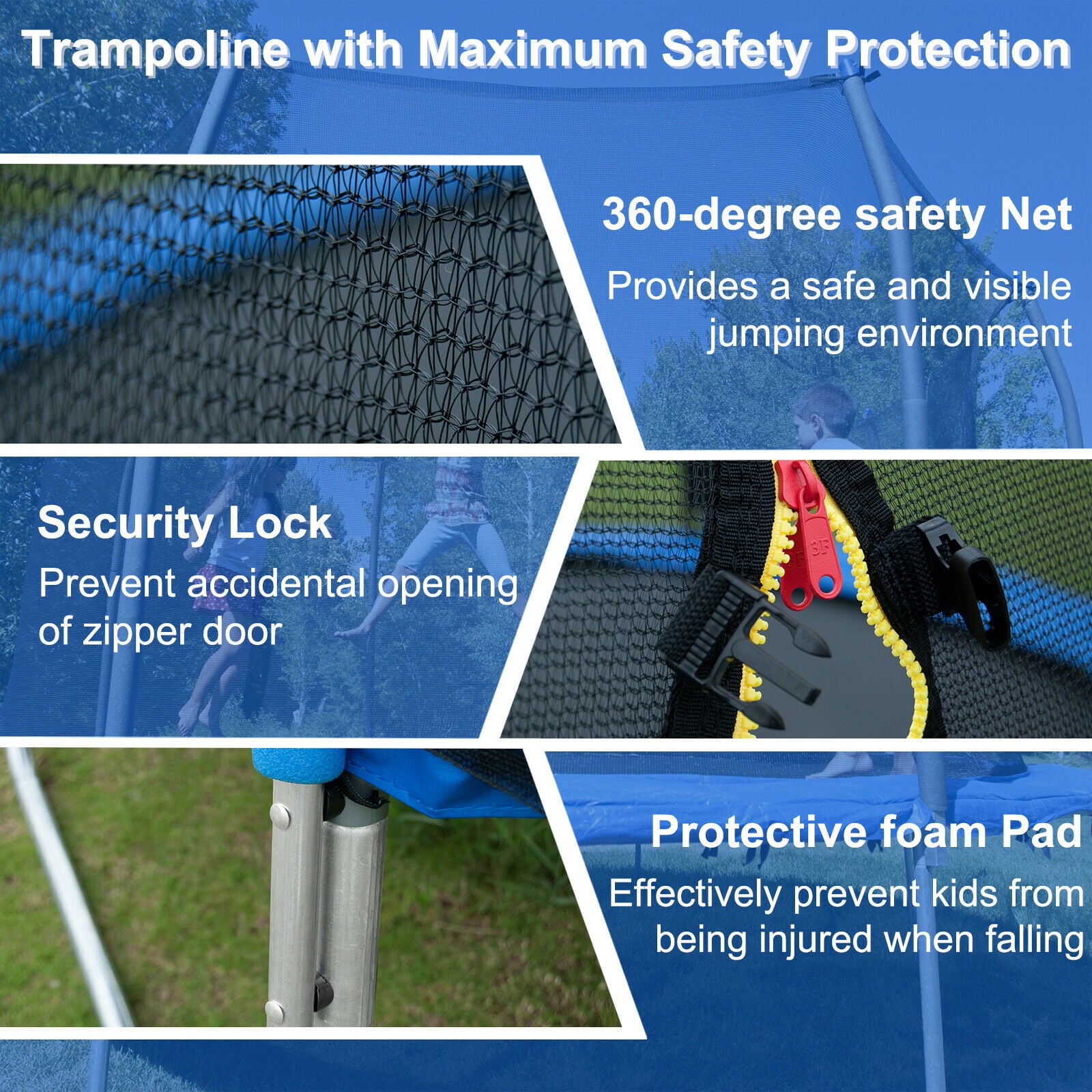 Polar Aurora 14Ft Outdoor Backyard Trampoline for Kids Adults Family Happy Time with Safety Enclosure Net， Non-Slip Ladder，Spring Pad Combo Bounce Jump Recreational Trampoline