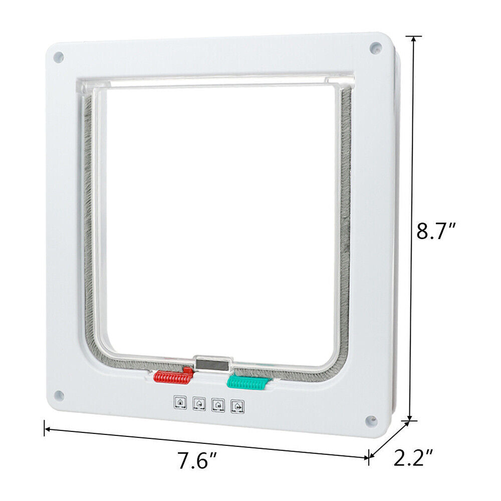 JahyShow 4 Way Pet Door Cat Puppy Dog Magnetic Lock Lockable Safe Flap Door Frame ABS