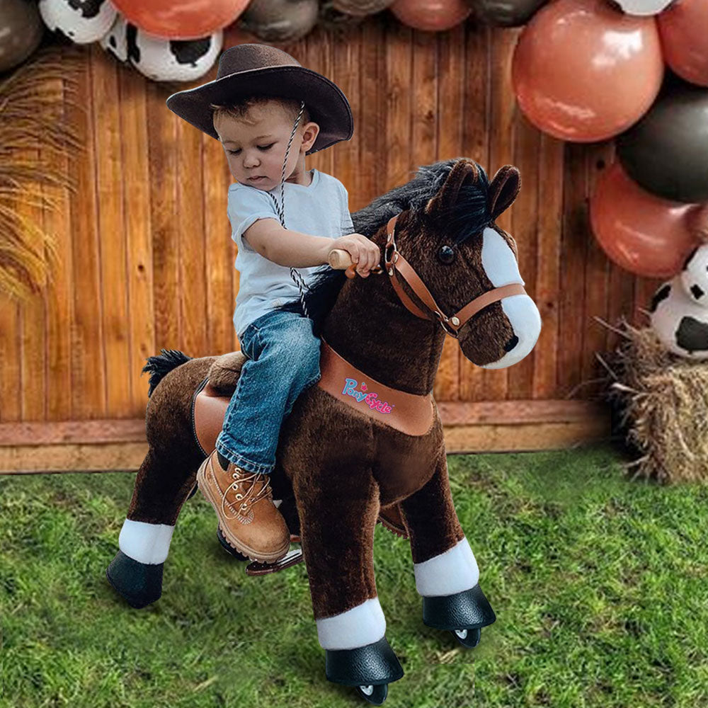 PonyCycle Riding Horse Toy Push and Pedal Ride-Ons for Boys and Girls Age 4-8 Chocolate Brown