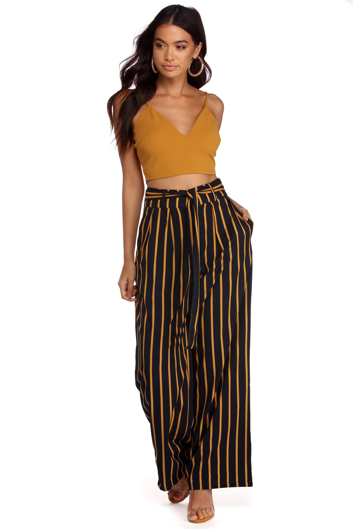 Step Out In Stripes Wide Leg Pants