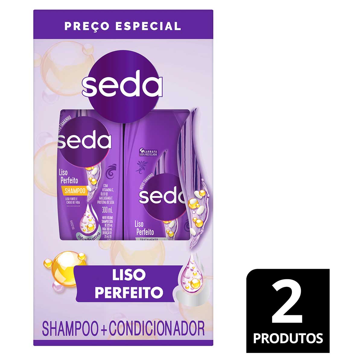 Kit Shampoo 300ml + Condicionador 190ml Seda Liso Perfeito
