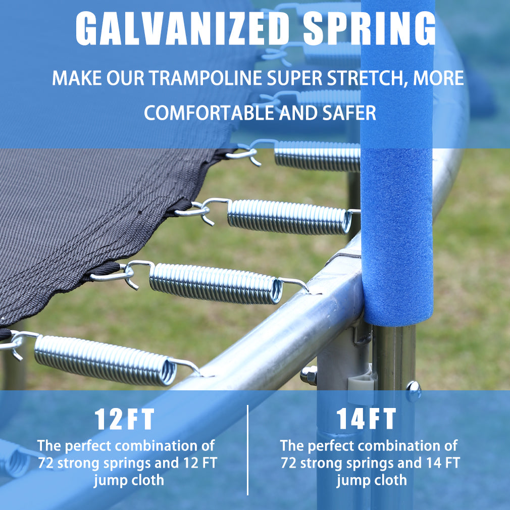 Furinno Trampoline with Enclosure for Kids and Adults， 12 Ft， Blue