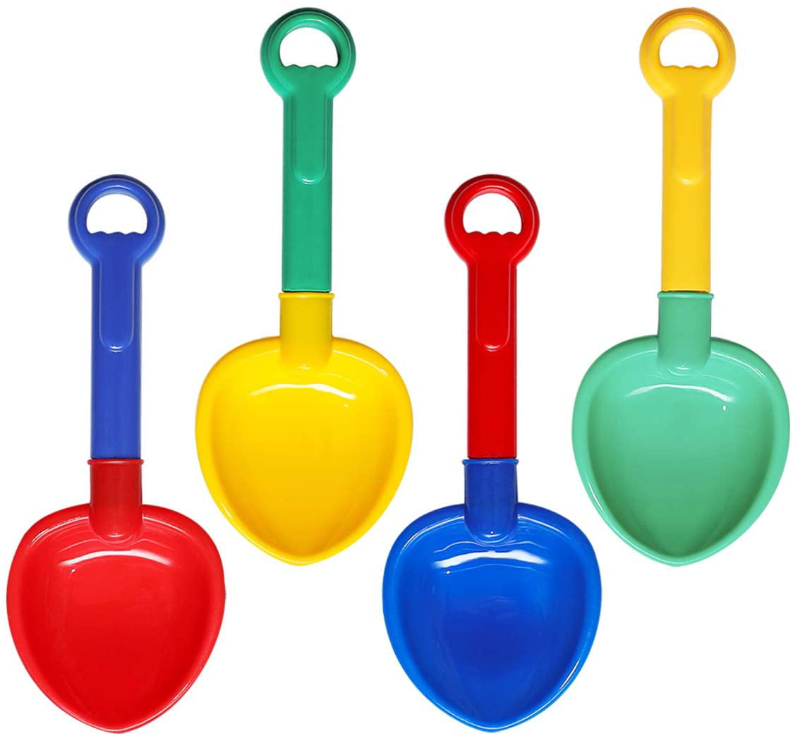 10''Sand Shovels,Multi-Color Sand Scoop Plastic Shovels,Beach Shovels for Boys and Girl- 4 Pack