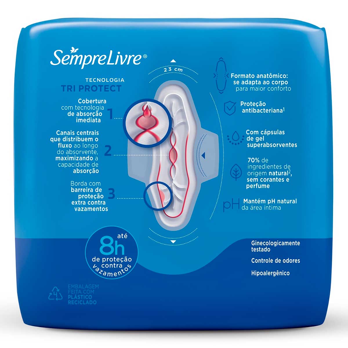 Absorvente com Abas Malha Suave Sempre Livre Adapt Plus 8 Unidades