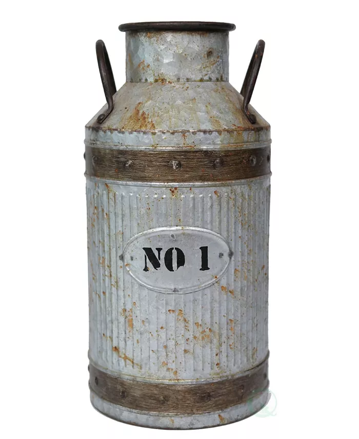 Vintiquewise Galvanized Metal Rustic Milk Can， Large