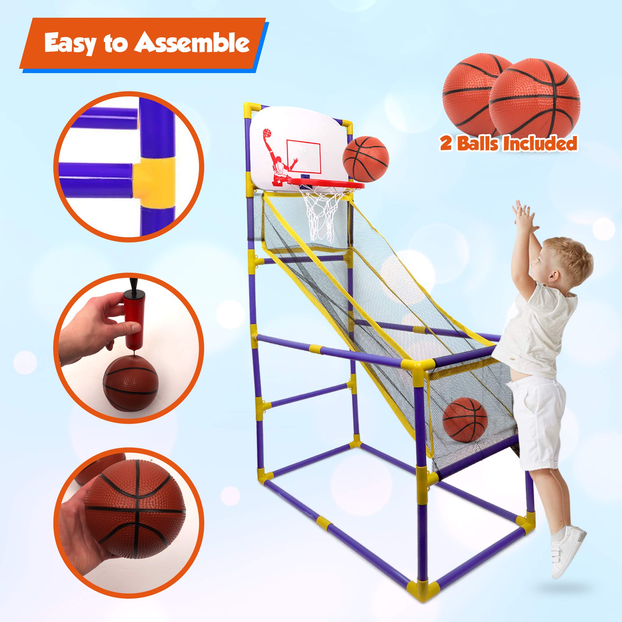 Point Games The Boomer Basketball Hoop Game， Indoor or Outdoor Arcade Sport Toy， Easy to Install， Fun and Entertaining for all Ages