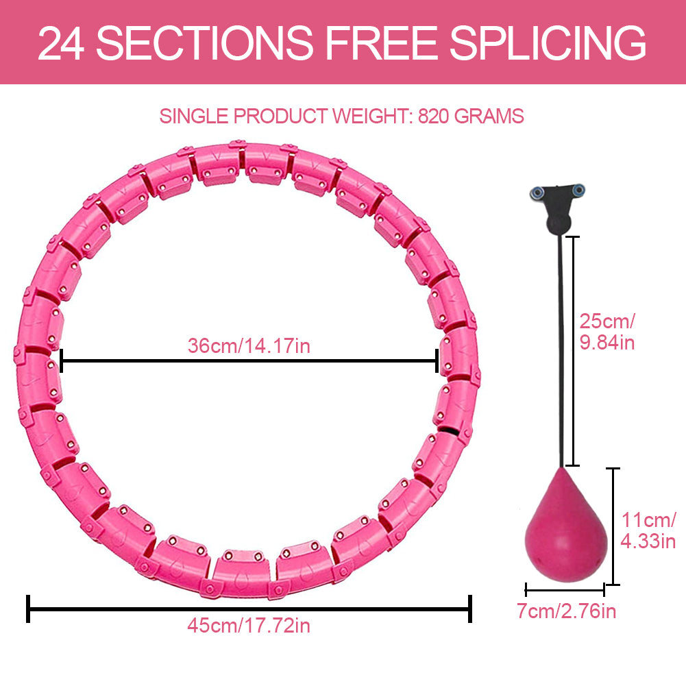 Smart Weighted Fit Hoop for Exercise Hoop for Adults Weight Loss Infinity Hoop Workout， 24 Detachable Knots， 2 in 1 Adomen Fitness Massage， Auto Spinning Ball Fit Hoops for Family
