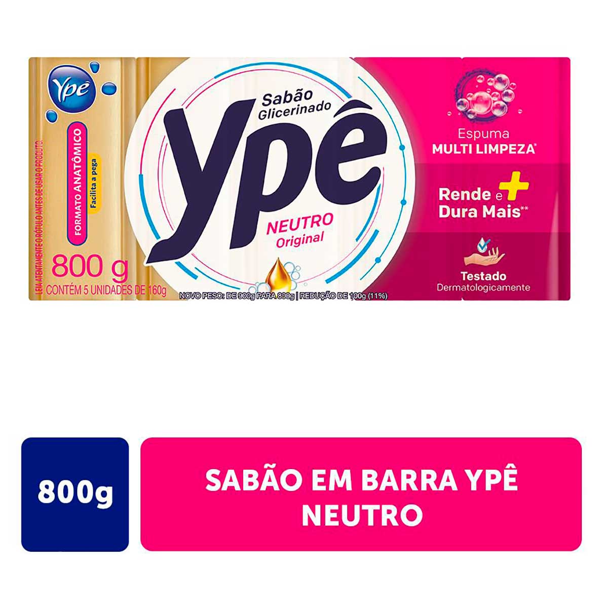 Sabao em Barra Ype Neutro 800g