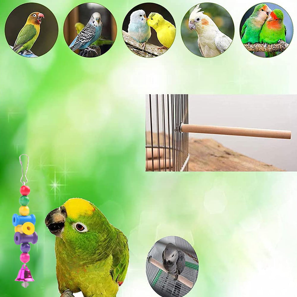 10 Pcs Parrot Bird Toys， Chew Toy for Parakeet Bird Cage Accessories Hanging Swing Bell Toy Sets