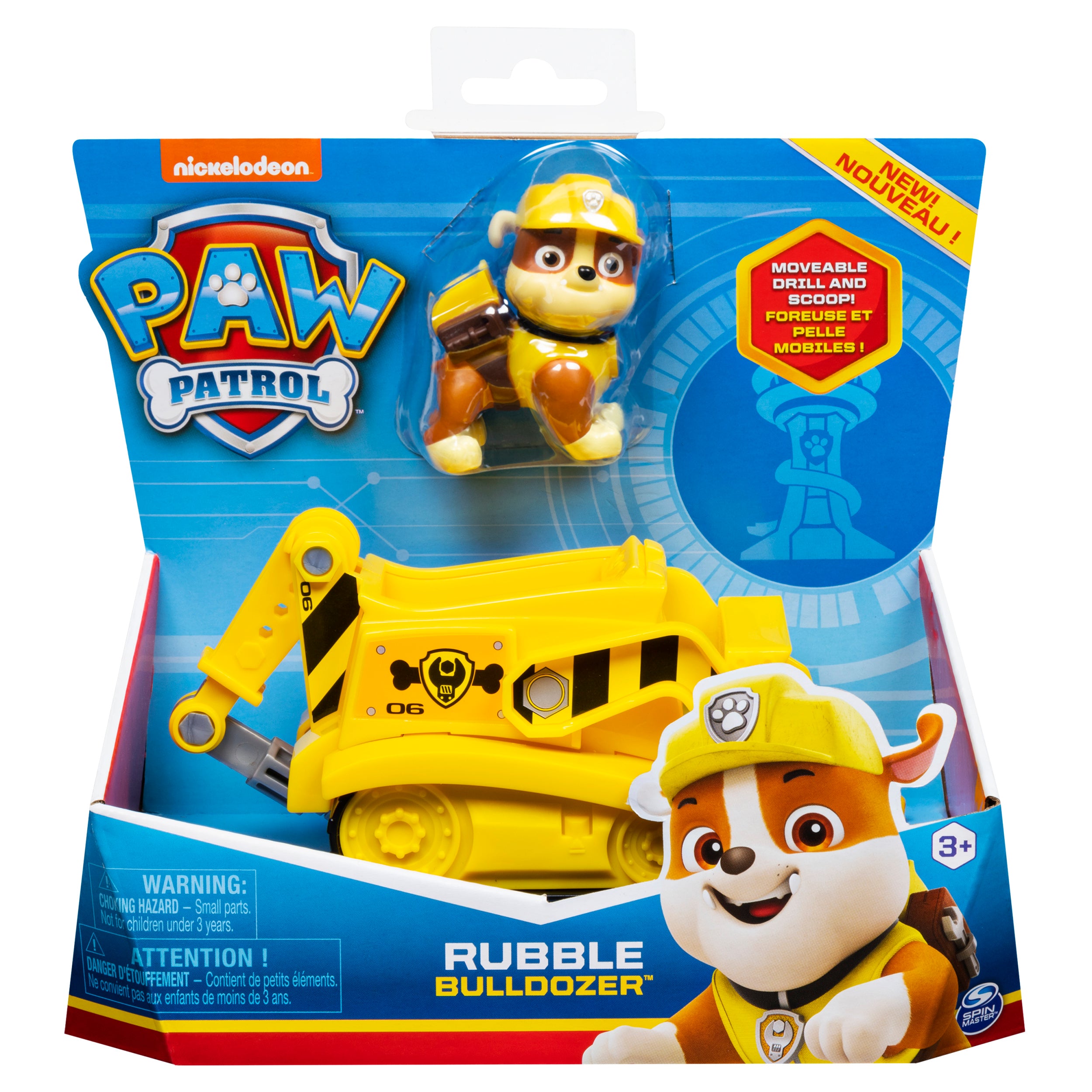 PAW Patrol， Rubble’s Bulldozer Vehicle with Collectible Figure， for Kids Aged 3 and Up