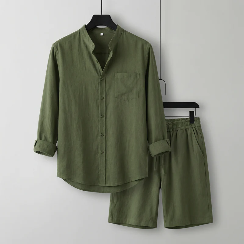 Conjunto Mediterrâneo Elite™ em Linho de Algodão e Visual Minimalista