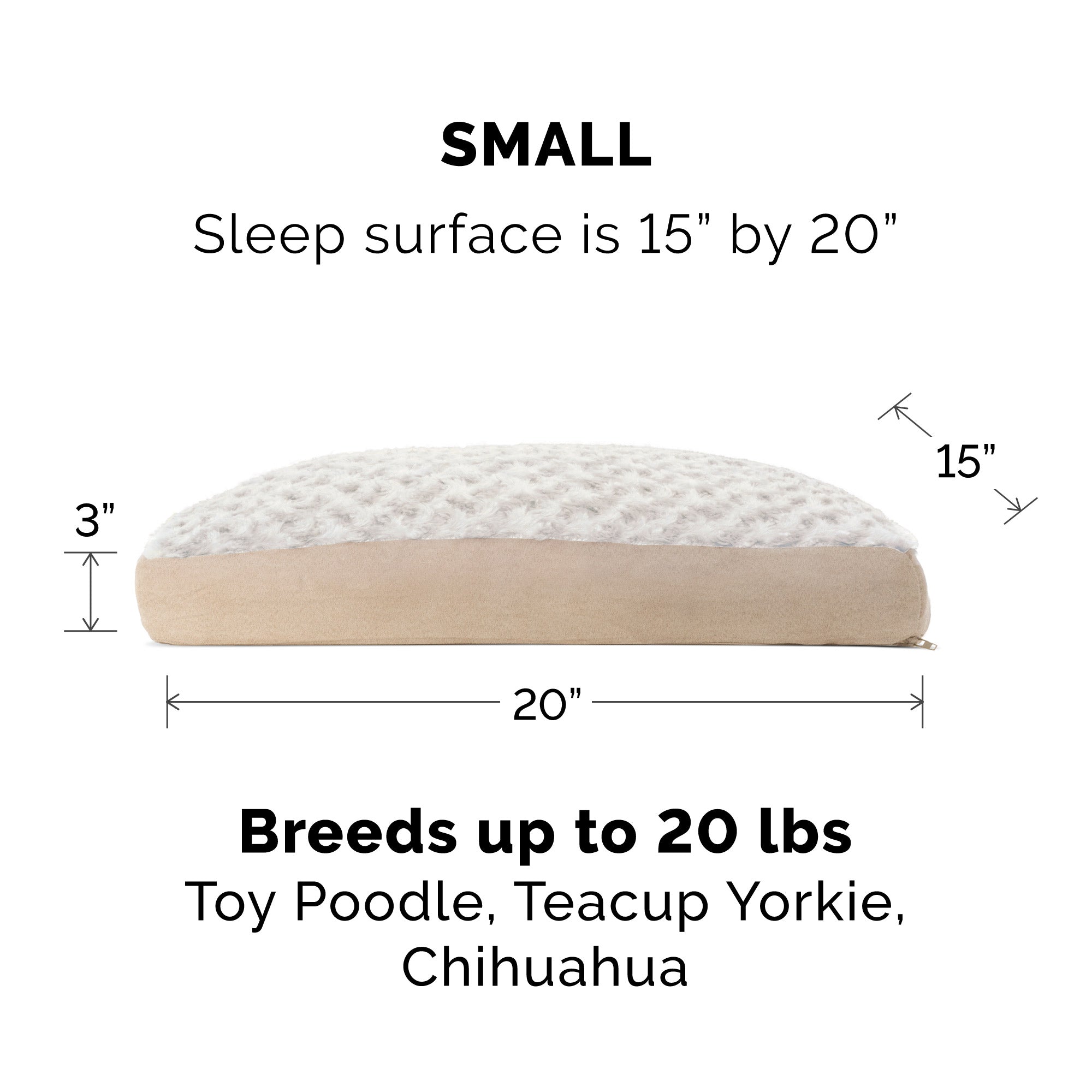 FurHaven Pet Products | Deluxe Plush Pillow Pet Bed for Dogs and Cats， Cream， Small