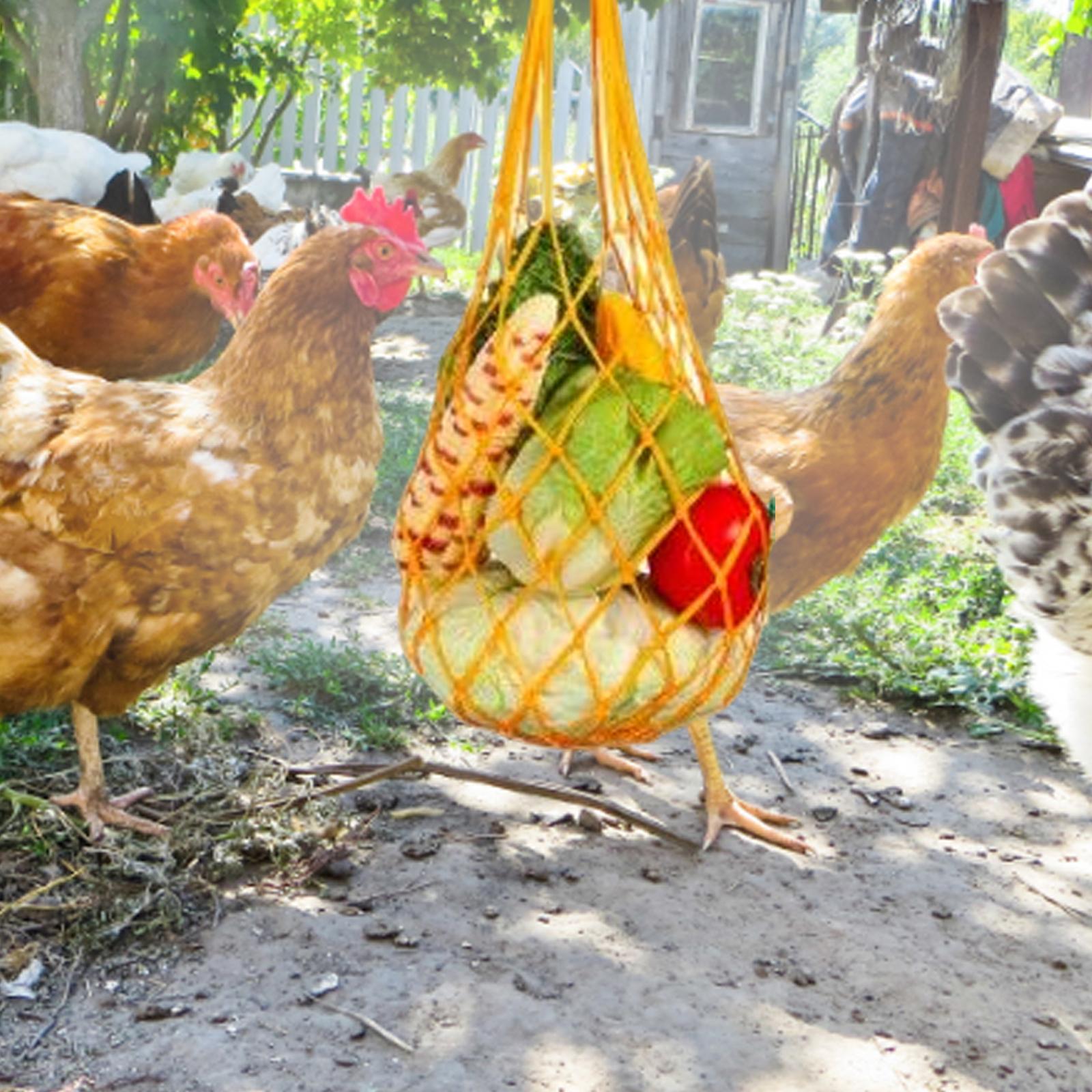 Chicken Vegetable String Bag Feeder Skewers Lettuce Hanger for Chicken House yellow