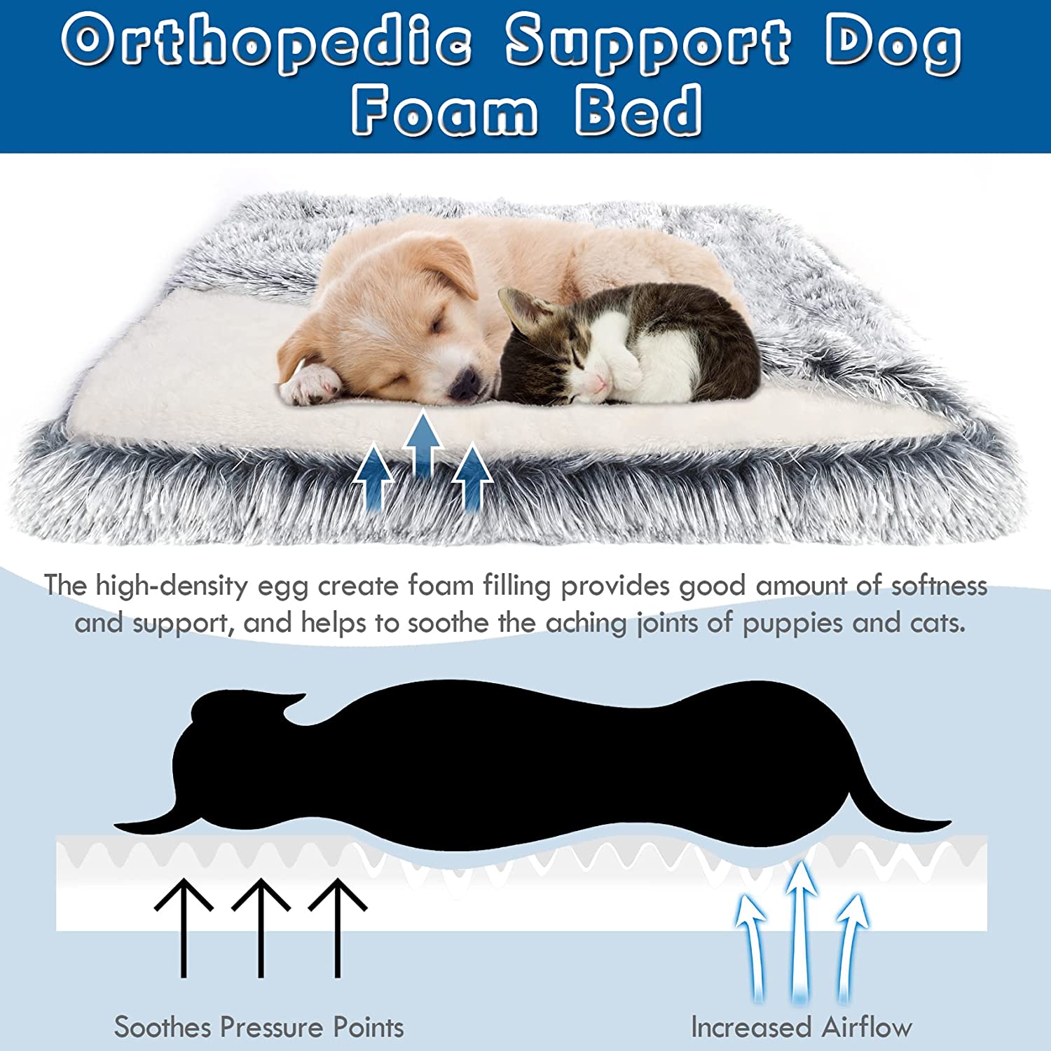 Cat Bed with Blanket Attached，33.5*27.6’’ Small Pet Dog Bed，Cozy Cuddler Mat for Puppy Cat with Washable Cover (Gray-White)