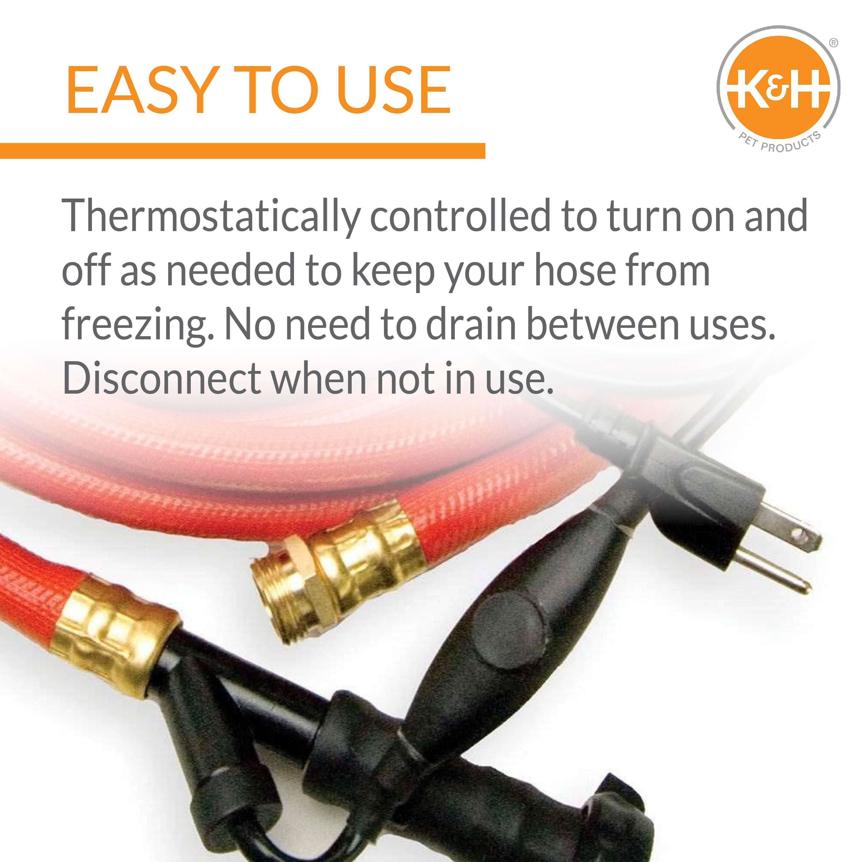 KandH Pet Products Thermo-Hose Ice Free Heated Water Hose Rubber Red 60 Feet 250 Watts