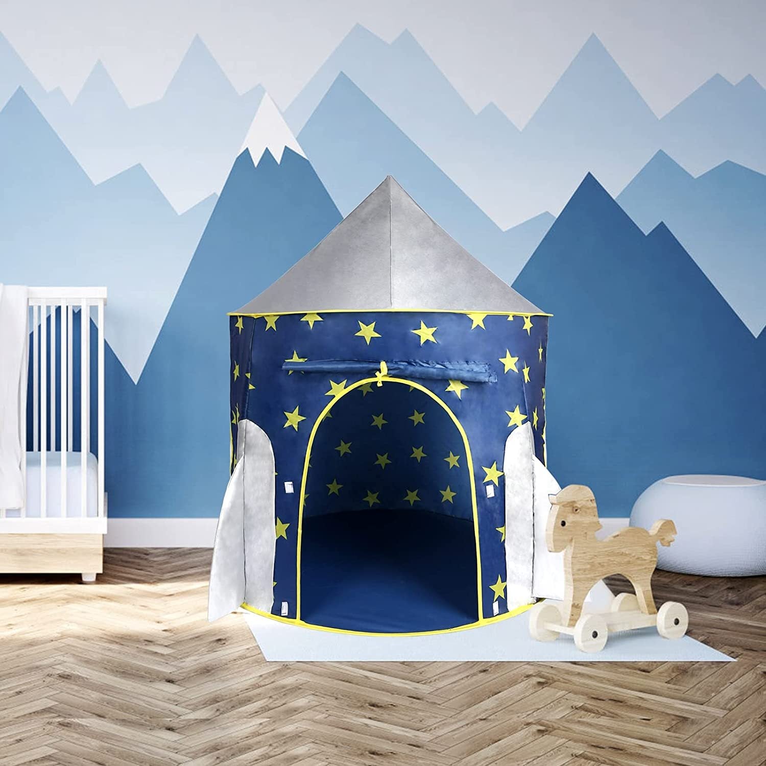 Simple Delux Rocket Ship Play Tent for Kids, Astronaut Spaceship Space Themed Pretend Playhouse