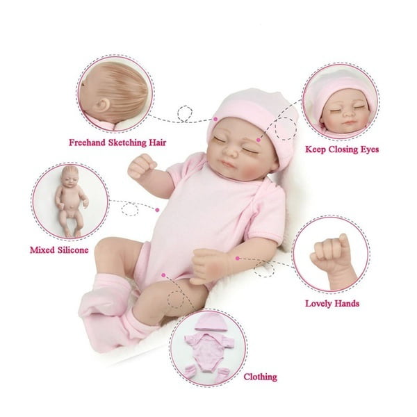 Fullbody Silicone Reborn Sleeping Baby Doll Lifelike Newborn Girl Toddler Infant for Expectant Mothers Nurses