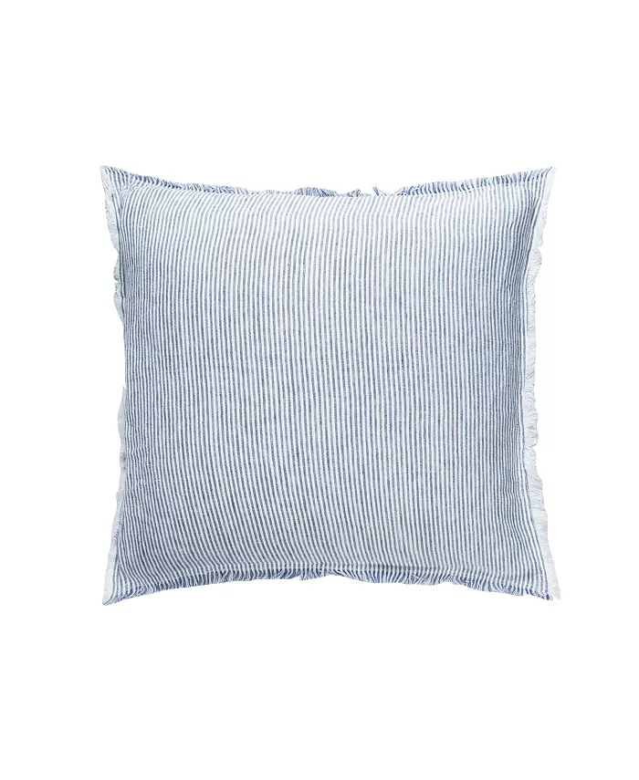 Anaya Home Chambray Blue White Striped So Soft Linen Down Alternative Pillow