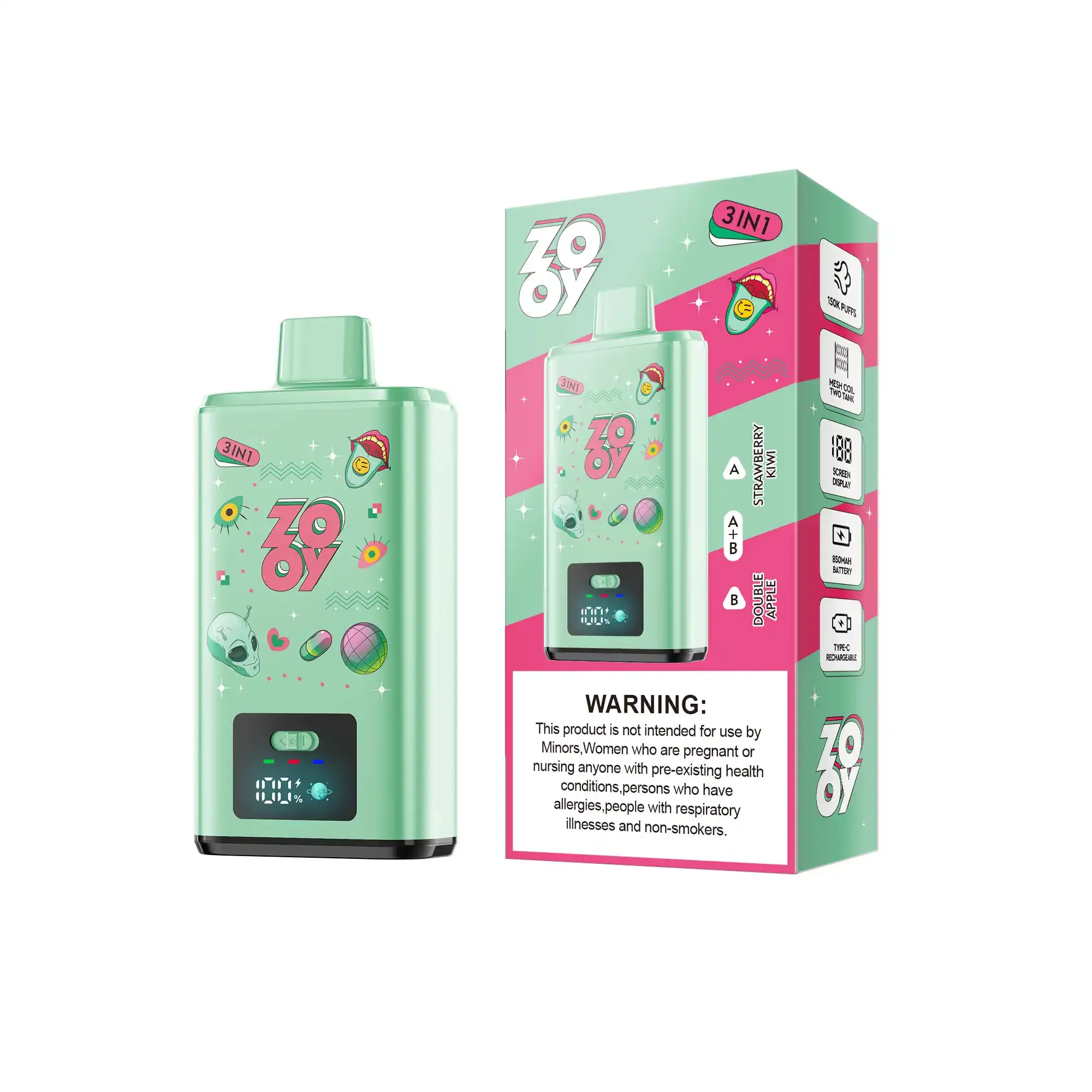 🌟ZOOY 150K Puffs 3 Flavors in 1 Disposable Vape