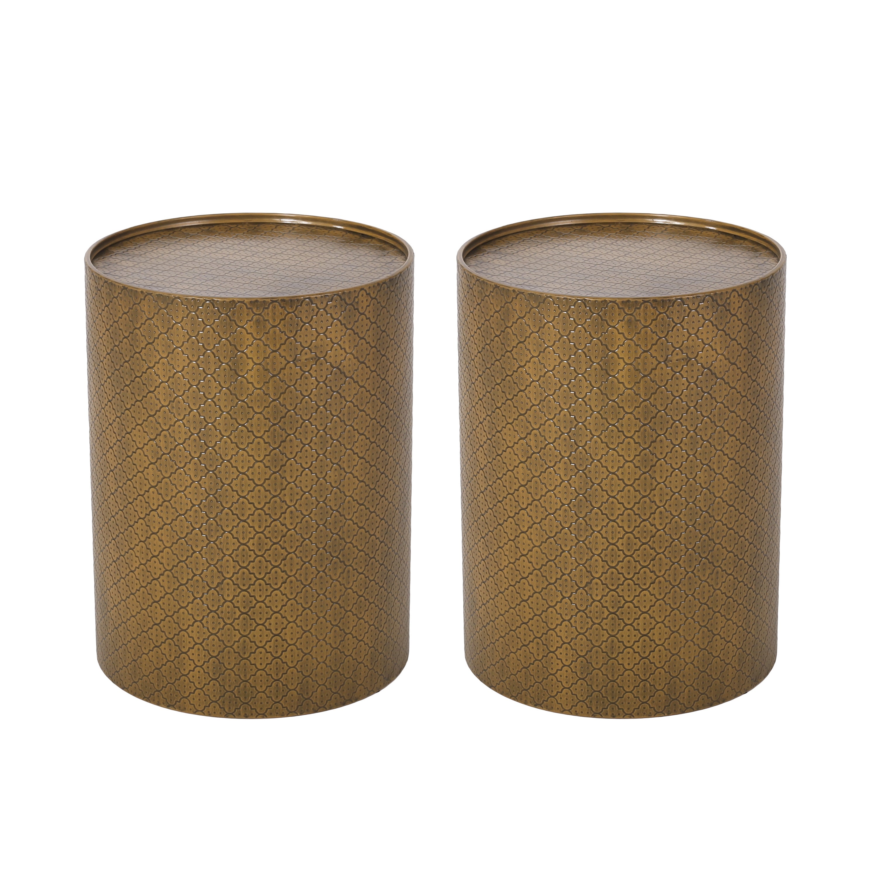 Cossitt Modern Iron Quatrefoil Side Tables, Set of 2