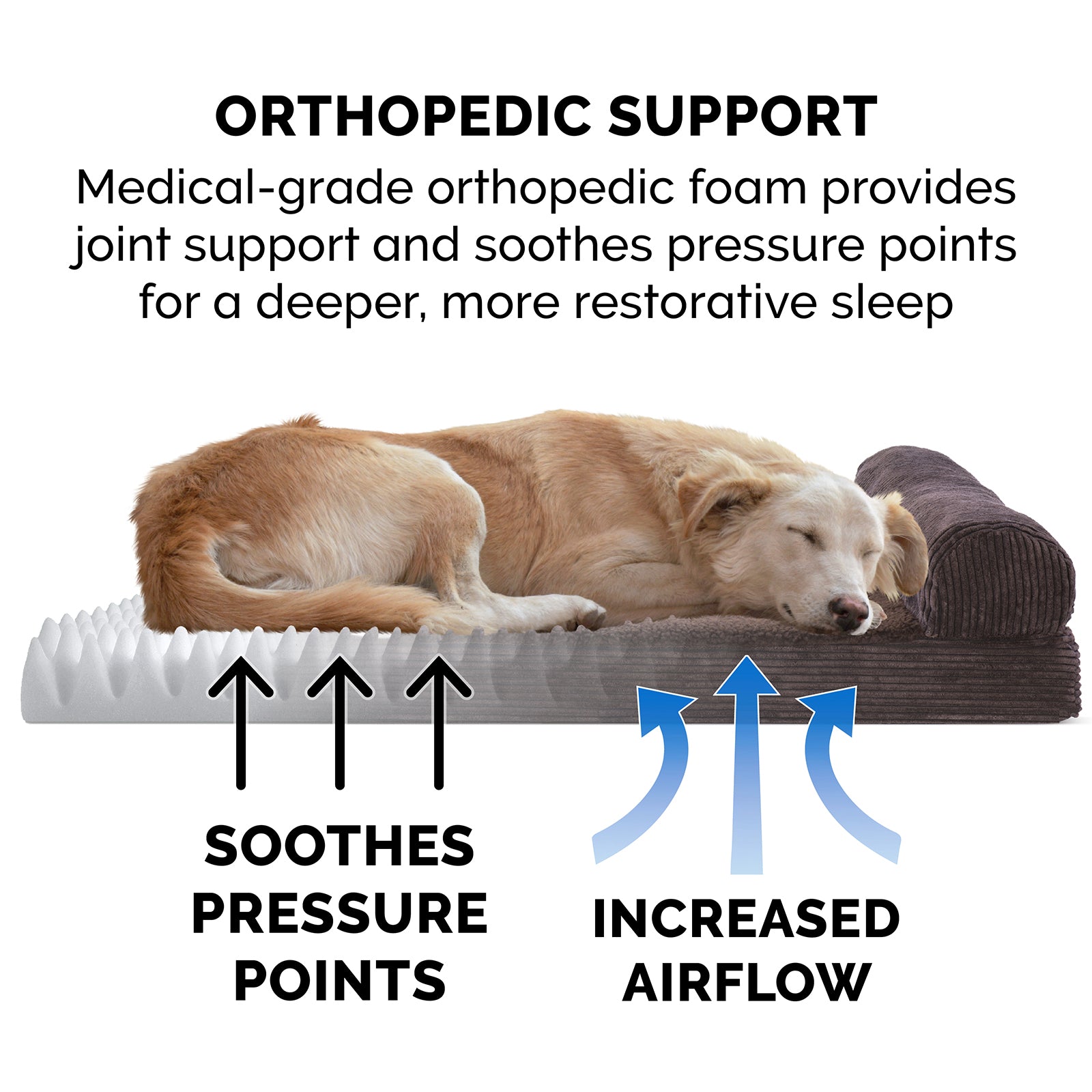 FurHaven Pet Products Deluxe Orthopedic Faux Fleece Couch Pet Bed for Dogs and Cats， Espresso， Small