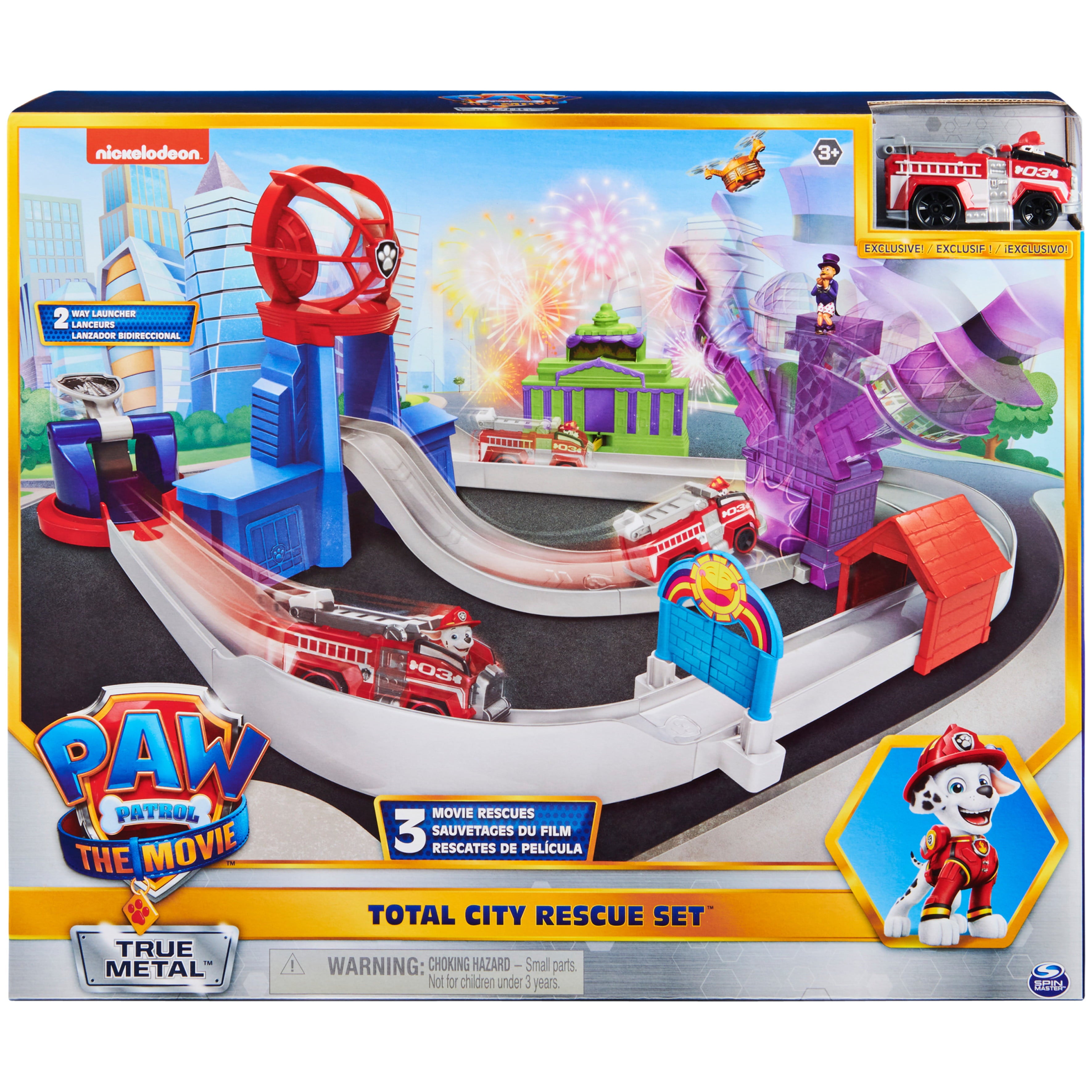 PAW Patrol， True Metal Total City Rescue Vehicle Playset， 1:55 Scale， For Ages 3 and up